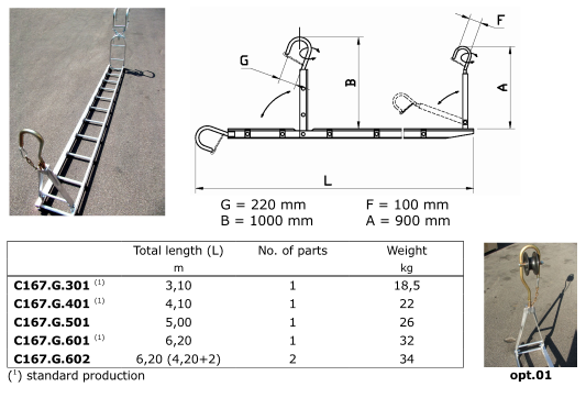 échelle alu pour tirage de câbles aériens Omac C167.G
