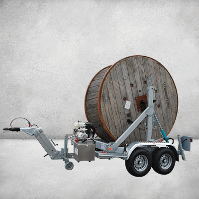 Cable drum trailer cable pulling equipment rental by Gattegno